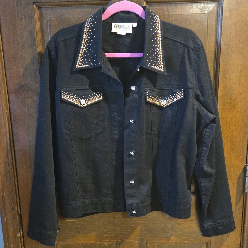 Christine Alexander Black Denim Jacket with Embellishments
